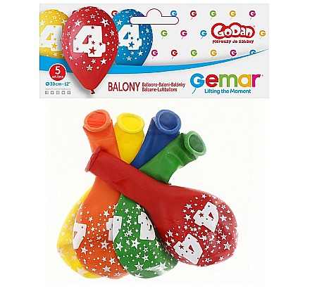 GOD BALOANE LATEX DIGIT PRINT 4 30CM PASTEL MIX 5/SET GS110/4 [1]