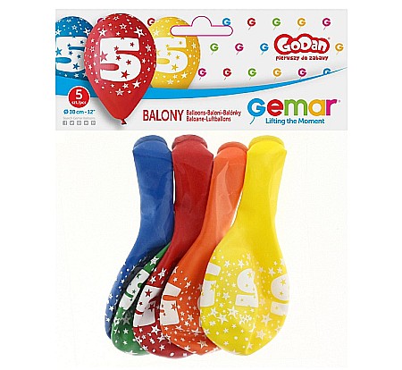 GOD BALOANE LATEX DIGIT PRINT 5 30CM PASTEL MIX 5/SET GS110/5 [1]