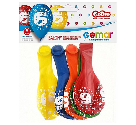 GOD BALOANE LATEX DIGIT PRINT 6 30CM PASTEL MIX 5/SET GS110/6 [1]