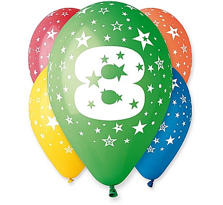 ARTICOLE PARTY - GOD BALOANE LATEX DIGIT PRINT 8 30CM PASTEL MIX 5/SET GS110/8