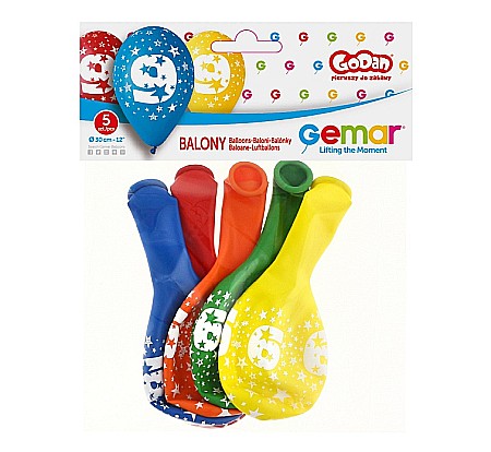 GOD BALOANE LATEX DIGIT PRINT 9 30CM PASTEL MIX 5/SET GS110/9 [1]