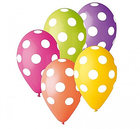 ARTICOLE PARTY - GOD BALOANE LATEX GEMAR Dots, 30cm, pastel colors, 5/set GS110/P157