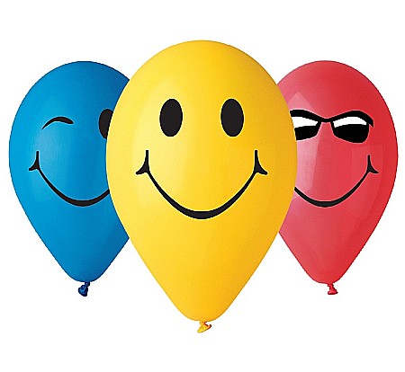Baloane si accesorii - GOD BALON LATEX GEMAR Balloon Premium 3 Smileys, 30cm, 5/set GS110/PS3M