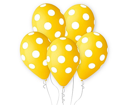 Baloane si accesorii - GOD BALOANE LATEX GEMAR Dots, 30cm, yellow, 5/set GS110/P157/03
