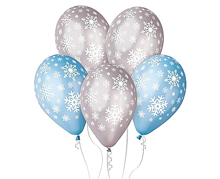 HOBBY - GOD BALOANE Premium Balloons "Snow flakes", metallic, 30cm 5/set GMS110/P141
