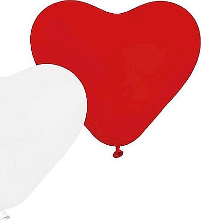 ARTICOLE PARTY - GOD BALOANE Balloon Premium 5 Hearts, 25cm, red and white, 5/set CR/45-01/5