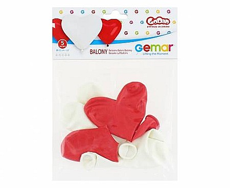GOD BALOANE Balloon Premium 5 Hearts, 25cm, red and white, 5/set CR/45-01/5 [1]