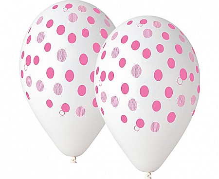 ARTICOLE PARTY - GOD BALOANE LATEX GEMAR Dots, 30cm, pink transparent, 5/set GS110/GKIR
