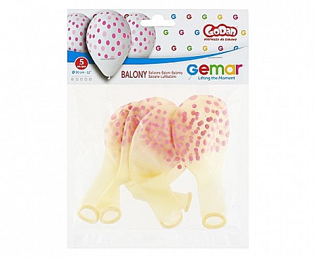 GOD BALOANE LATEX GEMAR Dots, 30cm, pink transparent, 5/set GS110/GKIR [1]