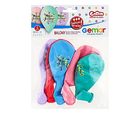 GOD BALOANE Premium helium balloons, Happy Birthday, 33cm, 5/set GS120/751 [1]