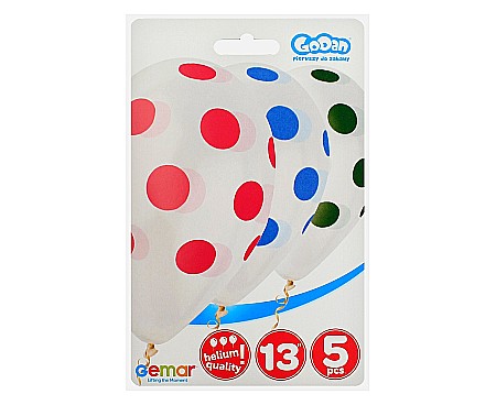 GOD BALOANE Premium helium balloons, dots, transparent, 33cm 5/set GS120/157/00 [1]
