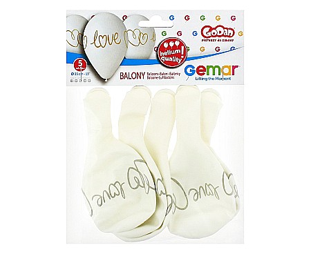 GOD BALOANE LATEX GEMAR LOVE WHITE 33CM 5/SET GS120/LV [1]