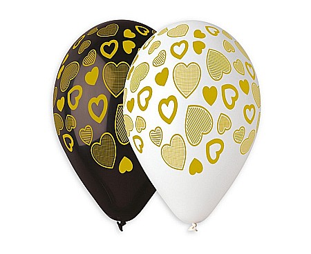 Baloane si accesorii - GOD BALOANE Premium helium balloons, Golden Hearts, 33cm, 5/set GS120/917