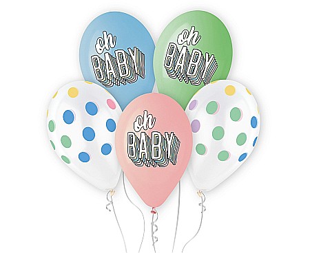 GOD BALOANE Premium helium balloons Oh Baby, 33cm 5/set GS120/OBY [0]