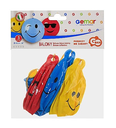 GOD BALOANE Premium punch balloons Smilies, with rubber, 46cm, 3/set GB/PG47 [1]