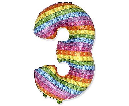 Baloane si accesorii - GOD BALON FOLIE ALUMINIU  Number 3, POP IT, 85cm 901813POP