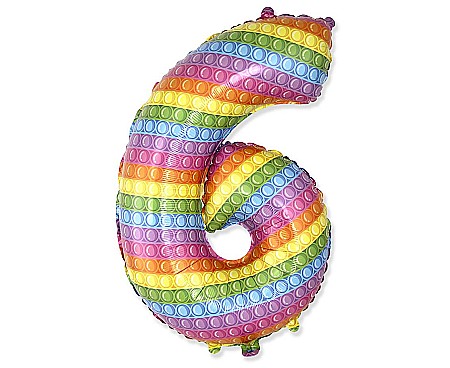 ARTICOLE PARTY - GOD BALON FOLIE ALUMINIU  Number 6, POP IT, 85cm 901816POP