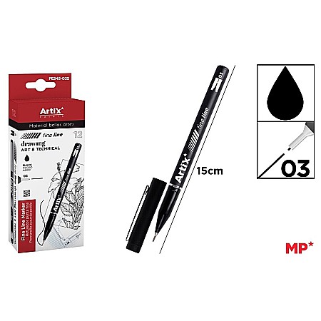 INSTRUMENTE DE SCRIS - FINELINER ARTIX IPB 0.3MM NEGRU PE345-03S