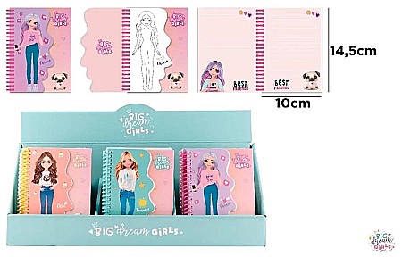 Carnetele/ notesuri/ bloc-notesuri - NOTES BIG DREAM GIRLS 125*85MM 50F SPIRA CHIARA BD026-03