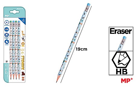 Creioane grafit - CREION GRAFIT IPB HB CU RADIERA 4/SET ANIMALUTE PE335-11