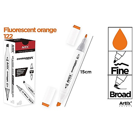 Markere creative 2 capete - ART MARKER IPB 2 CAPETE PORTOCALIU FLUORESCENT 122 PP915-9 nn
