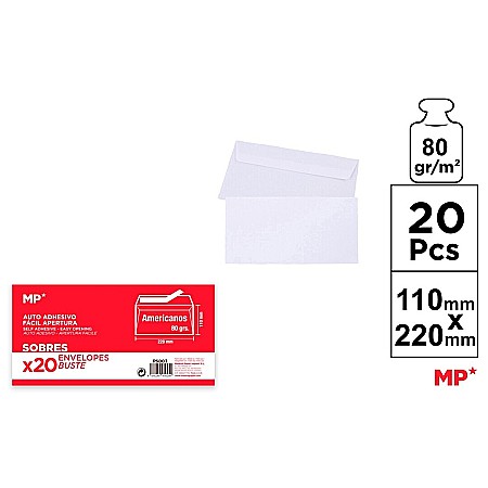 HARTIE PRODUSE DIN HARTIE - PLIC IPB DL 220*110MM 20/SET ALB PS003