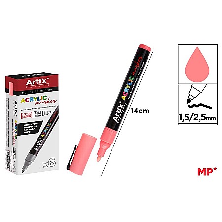 Marker cu vopsea - MARKER ACRILIC IPB 1.5-2.5MM CORAL PP922-09