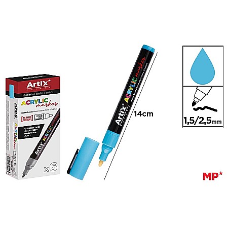 Marker cu vopsea - MARKER ACRILIC IPB 1.5-2.5MM ALBASTRU DESCHIS PP922-17