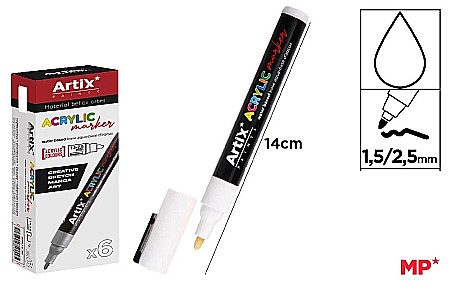 Markere Acrilice - MARKER ACRILIC IPB 1.5-2.5MM ALB PP922-26