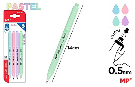 INSTRUMENTE DE SCRIS - PIX CU GEL IPB 0.5MM CLICK 4 CULORI/SET PASTEL PE236P