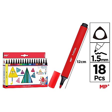 RECHIZITE SCOLARE - CARIOCI TRIKIDS IPB 18 CULORI/SET TRIUNGHIULARE PP891-18