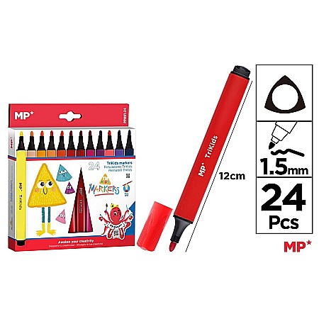 RECHIZITE SCOLARE - CARIOCI TRIKIDS IPB 24 CULORI/SET TRIUNGHIULARE PP891-24