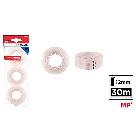 Benzi adezive - BANDA ADEZIVA IPB 12MM*30M TRANSPARENTA 3/SET PA502
