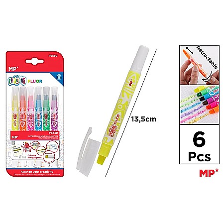 Textlinere - MARKER CEARA IPB RETRACTABIL 6 CULORI /SET FLUORESCENT PE530