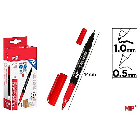 INSTRUMENTE DE SCRIS - MARKER PERMANENT IPB 2 CAPETE 1.0MM - 0.5MM ROSU PE541R-S