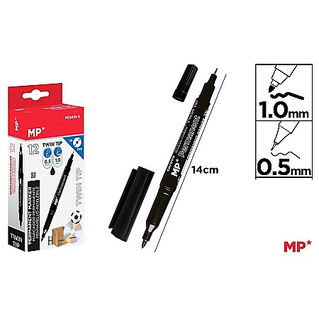 INSTRUMENTE DE SCRIS - MARKER PERMANENT IPB 2 CAPETE 1.0MM - 0.5MM NEGRU PE541N-S