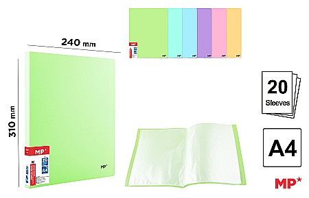 Mape de prezentare cu folii - MAPA PREZENTARE A4 PP 20 FOLII CULORI PASTEL PC312P