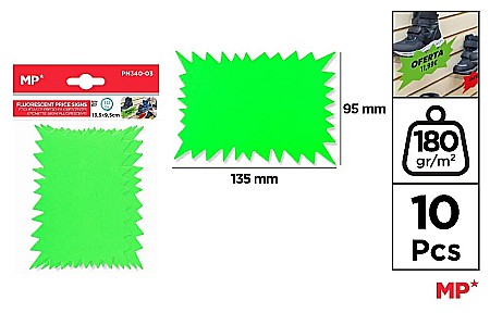 MARCARE SI ETICHETARE - ETICHETA PRET IPB 135*95MM 10/SET VERDE NEON PN340-03