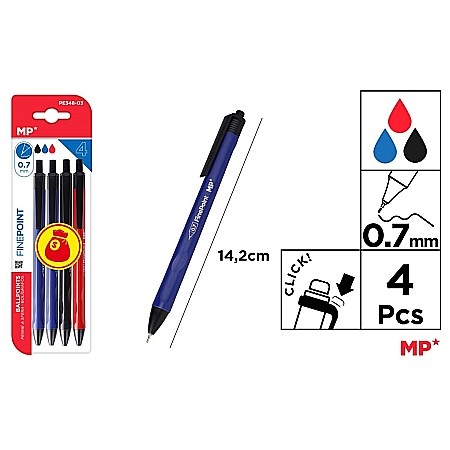 Pixuri cu mecanism - PIX IPB 0.7MM CLICK 3 CULORI, 4/SET PE348-03