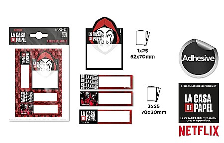 Indecsi autoadezivi, pagemarkere - STICK INDEX IPB 52*70MM-70*20MM*25 PCS LA CASA DE PAPEL NFCP004-03