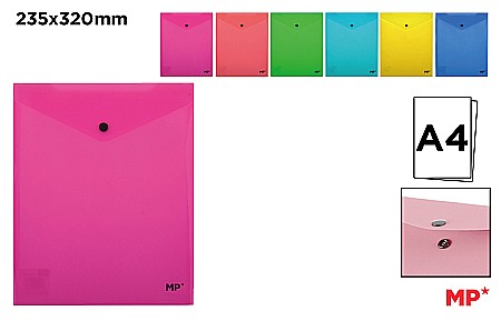 Mape tip plic cu capsa - MAPA PLASTIC IPB A4 CU CAPSA PORTRET CULORI FLUO PC010