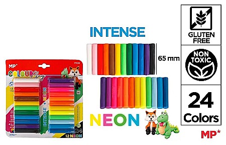 Plastilina, Planseta plastilina - PLASTILINA IPB 24 CULORI INTENSE SI NEON, GLUTEN FREE PY046