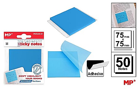 Notite autoadezive - POST IT ADEZIV TRANSLUCID IPB 75*75MM ALBASTRU 50/SET PN346-01