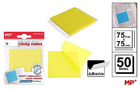 ORGANIZARE SI ARHIVARE - POST IT ADEZIV TRANSLUCID IPB 75*75MM GALBEN 50/SET PN346-02