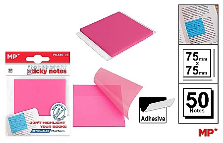 Notite autoadezive - POST IT ADEZIV TRANSLUCID IPB 75*75MM ROZ 50/SET PN346-03