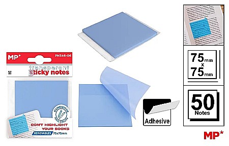 Notite autoadezive - POST IT ADEZIV TRANSLUCID IPB 75*75MM ALBASTRU DESCHIS 50/SET PN346-06