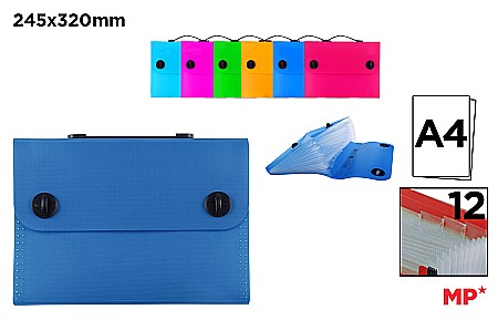 Serviete pentru documente - SERVIETA IPB A4 PP 12 COMPARTIMENTE DIVERSE CULORI PC450