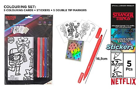 Kit Pictura - SET DE COLORAT IPB STRANGER THINGS CU STICKERE SI 5 CARIOCI CU DOUA CAPETE NFST013-01
