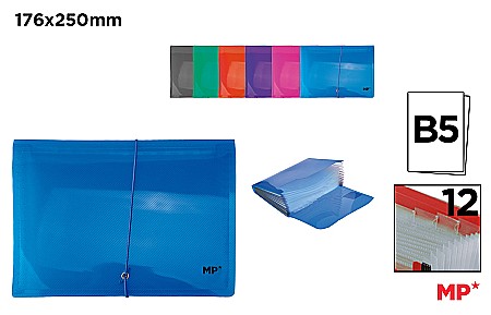 Mape cu multiple compartimente - MAPA B5 PP IPB 12 COMPARTIMENTE CULORI PASTEL PC346