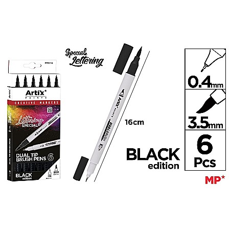FINE ARTS&GRAPHICS - MARKER VARF PENSULA IPB 2 CAPETE 6/SET BLACK EDITION PP917-6